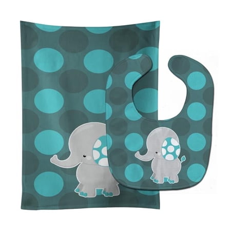 Polkadot Grey Elephant Baby Bib & Burp Cloth