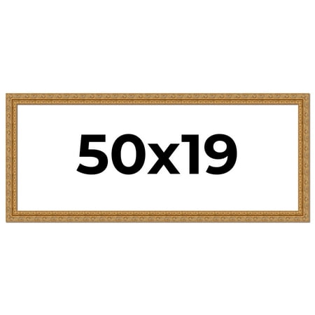 50x19 Frame Gold Ornate Solid Wood Picture Frame | 2 Inch Moulding Width | Firman Traditional Photo