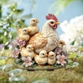 thumbnail image 7 of Garden Hen and Chicks Statue - 30CM Tall Resin Farm Animal Sculpture, Weatherproof Outdoor Chicken Decor for Yard, Lawn and Garden Art (Mother Hen with Babies) - 2D, 7 of 7