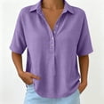 thumbnail image 6 of TGSLY Women's Waffle Collared Henley Tops Lightweight Soft Half Snap Buttons Short Sleeve Shirts Loose Fit Dressy Casual Solid Color Blouses XXXL, 6 of 7