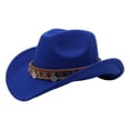 thumbnail image 4 of XIAOCHA Shapeable Brim Wool Cowboy Hat for Women Solid Wide Brim Western Hat Farm Party Western Cowboy Hat,Blue, 4 of 4