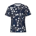 thumbnail image 4 of Vsdgher Cherry Blossoms on Navy Background Print Men's Dry Fit Mesh Athletic Shirts Moisture Wicking Tennis T-Shirt Tops, 4 of 9