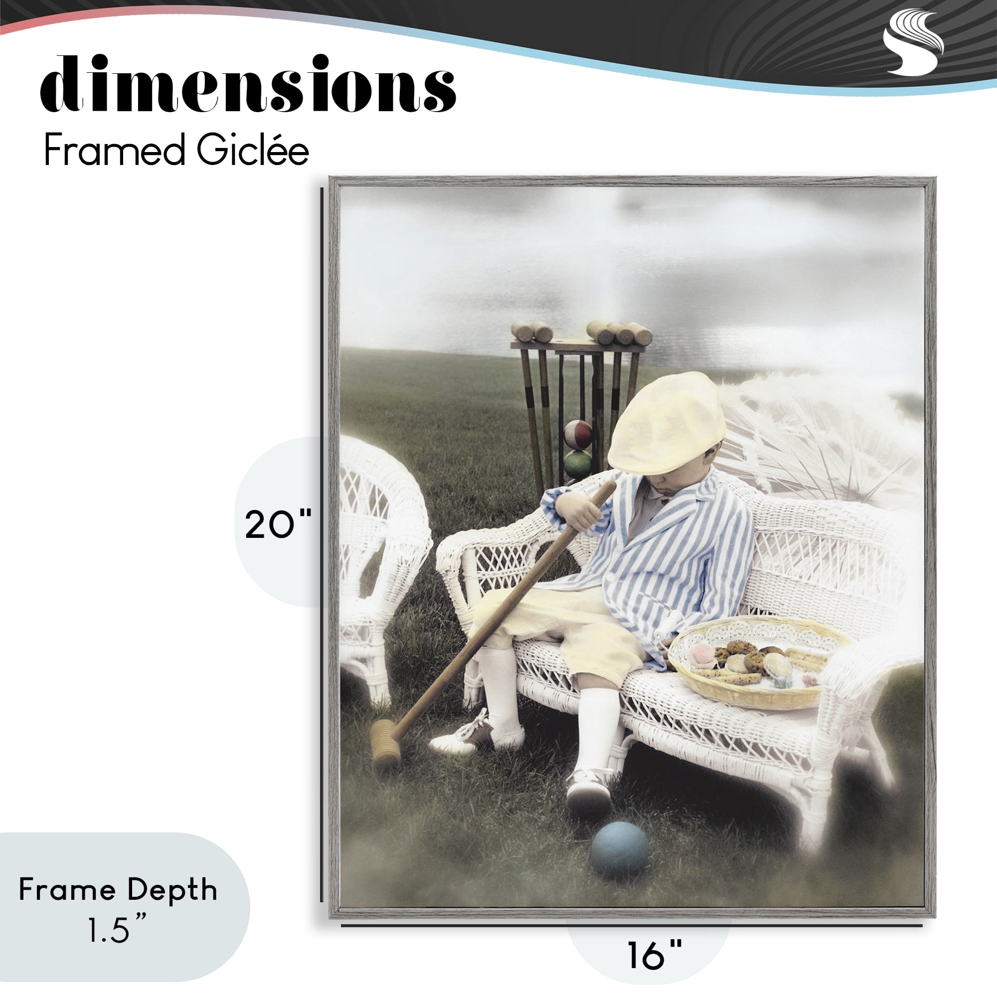 Stupell Industries Child with Croquet Mallet Gray Framed Giclee Art, design by Kendra Dew