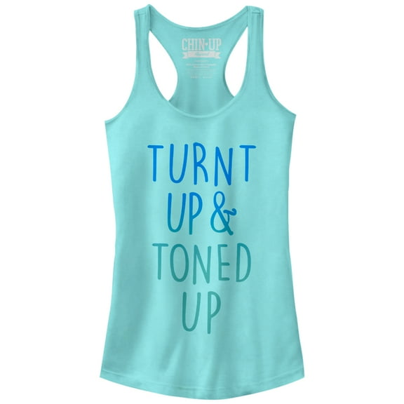 Junior's CHIN UP Turnt Up and Toned Up Racerback Tank Top Cancun Large