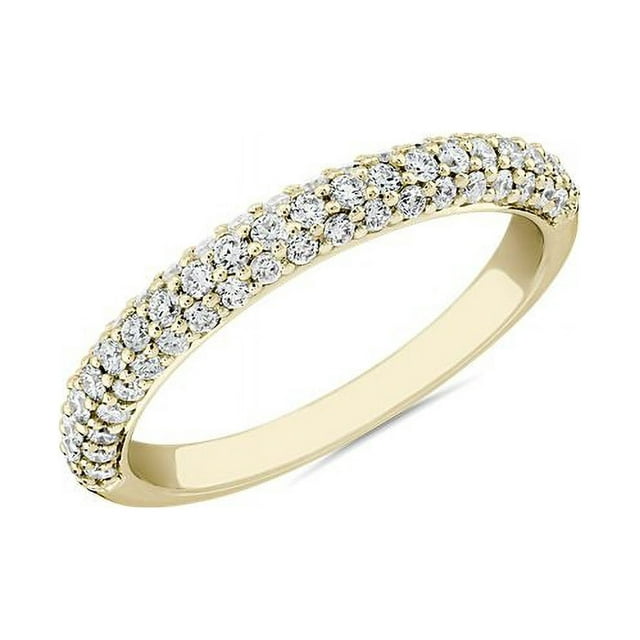 0.40 T.C.W Forme Ronde Naturelle Diamond Dernière Conception Bande Éternité de Mariage pour Femmes Solide 18K Jaune Or Taille 8