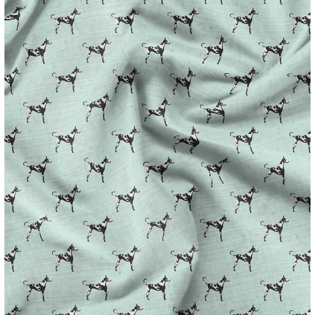 Soimoi Silk Fabric Great Dane Dog Print Fabric by Yard 42 Inch Wide