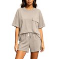 thumbnail image 2 of Maqroz Womens Plus Size Two Piece Lounge Sets Short Sleeve Crewneck Pullover T-Shirts Elastic Waist Shorts Casual Matching Outfits Breathable Sweatsuits Flowy Clothes, 2 of 6