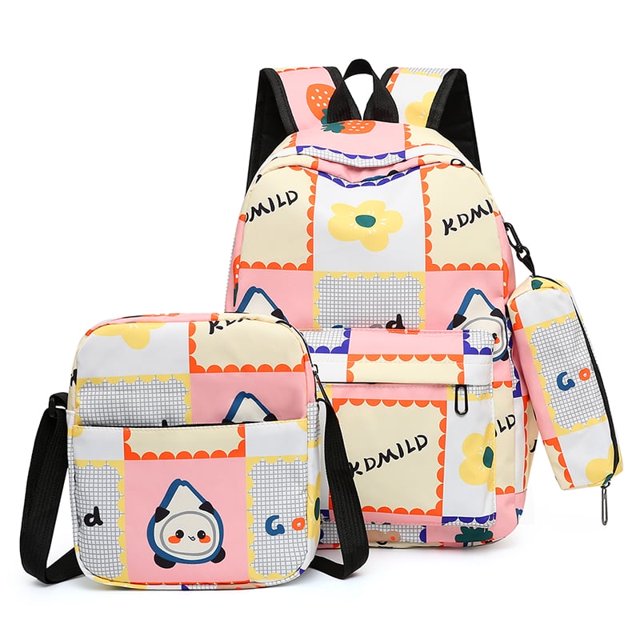 AMERTEER Cartoon Print Backpack Lightweight Bookbag Multifunctional Backpack (Light Pink)