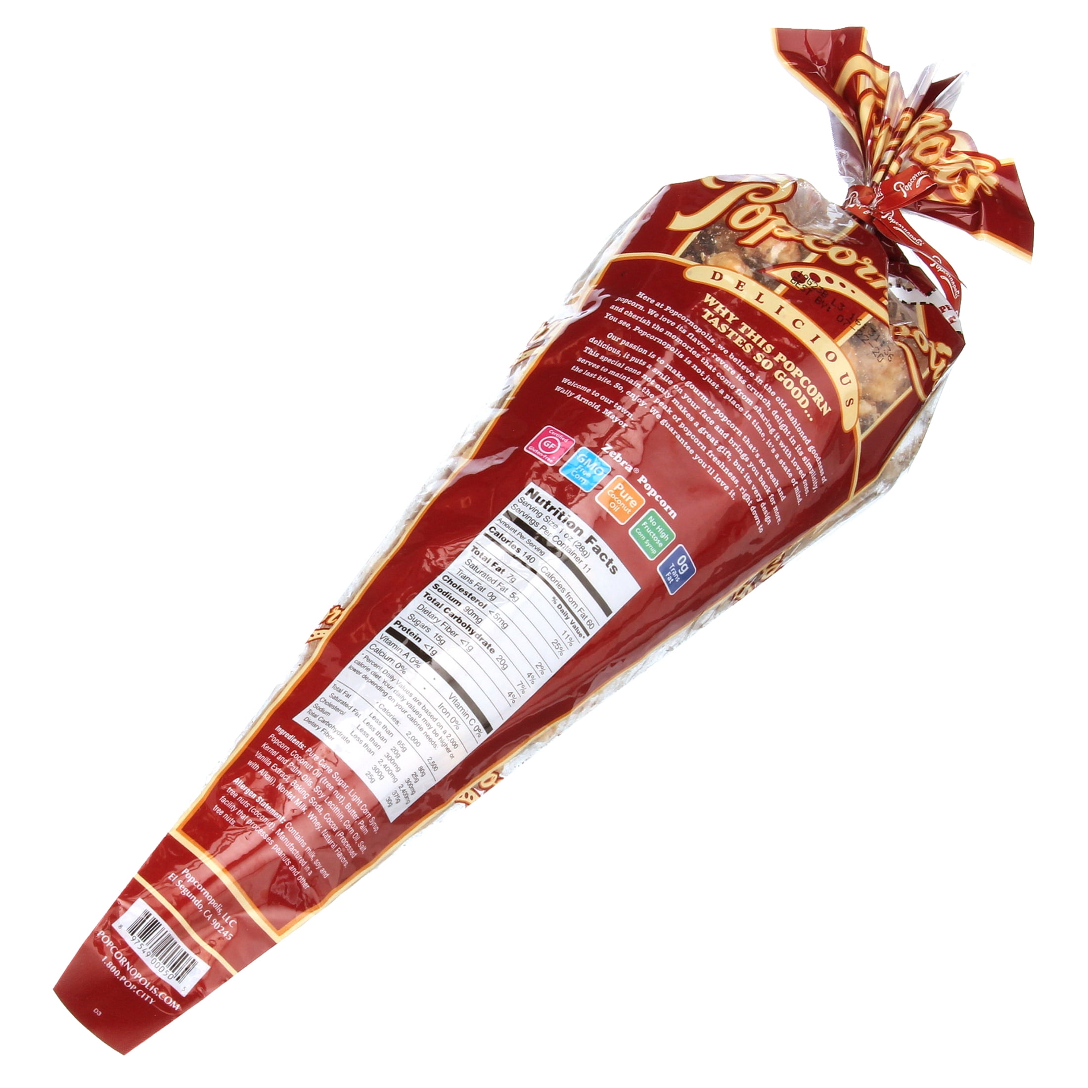 (2 pack) Popcornopolis Zebra Popcorn Chocolate, 11 oz. Gift Cone