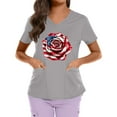 thumbnail image 2 of JULMCOMO Womens Working Uniforms Scrub Tops T-Shirts American Flag Stars Stripes Printed Turtle Neck Tank Top Dressy Short Sleeve Oversized T Shirts Mint Green, 2 of 5