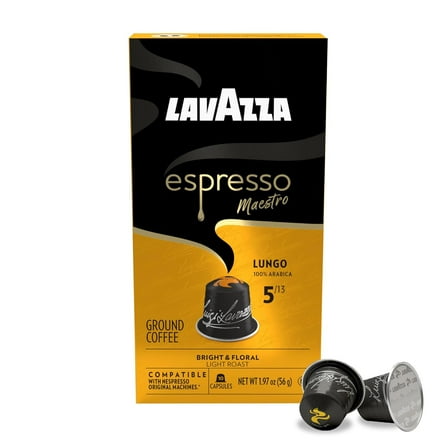 Pack of 6, Lavazza Espresso Maestro Lungo Bright & Floral Light Roast Capsules, 1.97 oz