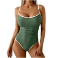 thumbnail image 3 of Jsaierl Swimsuit for Women One Piece Backless Bathing Suit Solid Cami Swimwear High Cut Monokini for Beach Party Vacation, 3 of 8