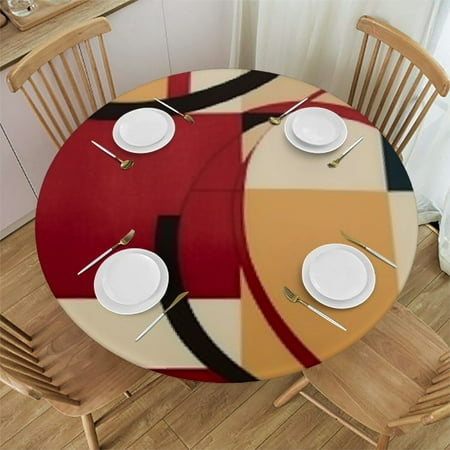 

BCIIG Geometric Abstract Round Table Cover Stain Resistant Washable Indoor Outdoor Tablecloth Kitchen Dining Wedding Parties 100% Polyester Fiber 31 -35