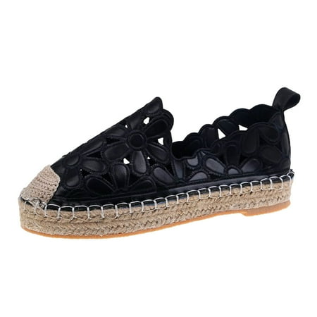 

BSDHBS Sandals Women Fashion Espadrilles Shoes Breathable Casual Shoes Newest Women Flat Shoes Black Size 42