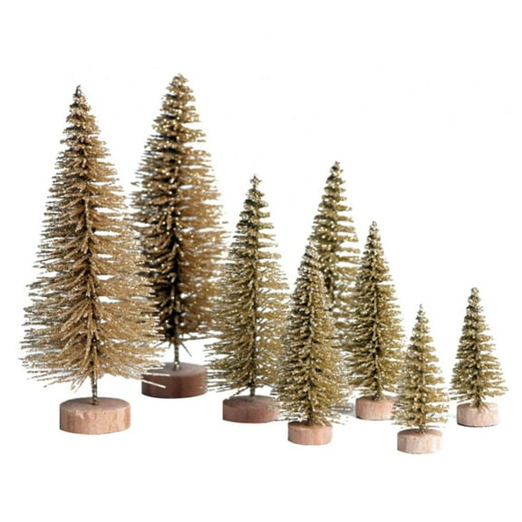 Mini Christmas Tree, A Set of 4 Sizes Artificial Small Tiny Pine Tree with Wooden Bases, for Xmas Holiday Room Tabletop Decor