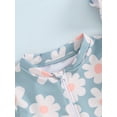 thumbnail image 6 of Bagilaanoe Toddler Baby Girl One-Piece Swimsuit Flower Print Long Sleeve Zipper Rashguard Swimwear + Swimming Cap 6M 12M 18M 24M 3T 4T Kids Ruffle Bathing Suit, 6 of 9