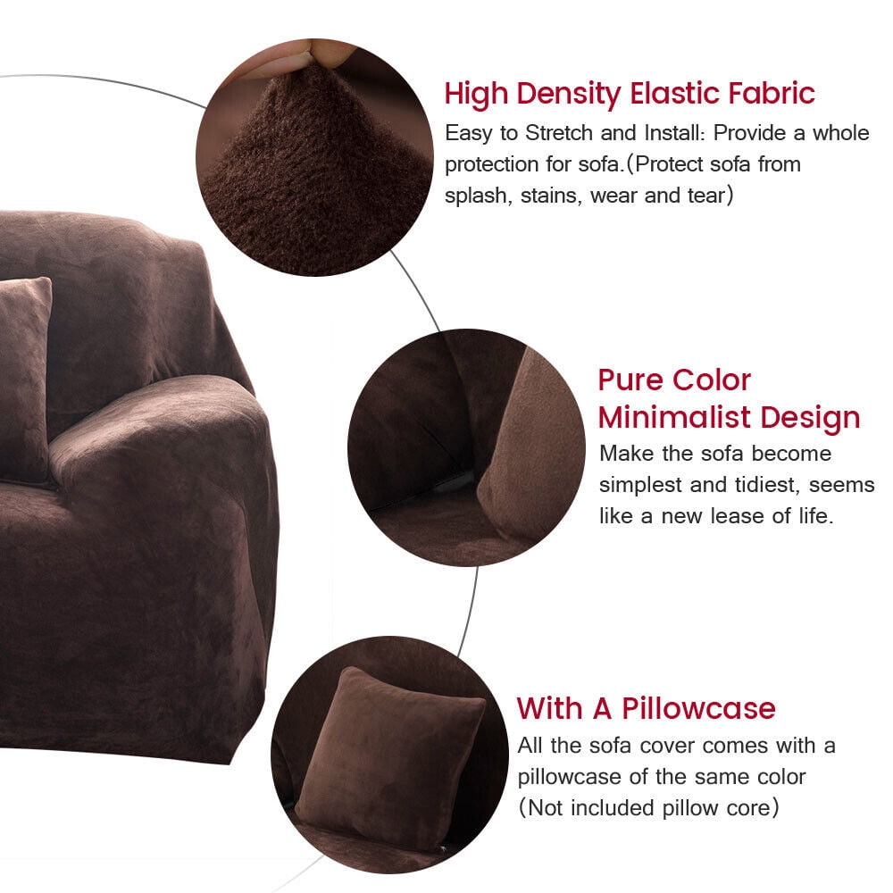 CJC 1/2/3/4 Seater Couch Sofa Slipcover Protector Velvet Stretch Plush Thick Sofa Covers