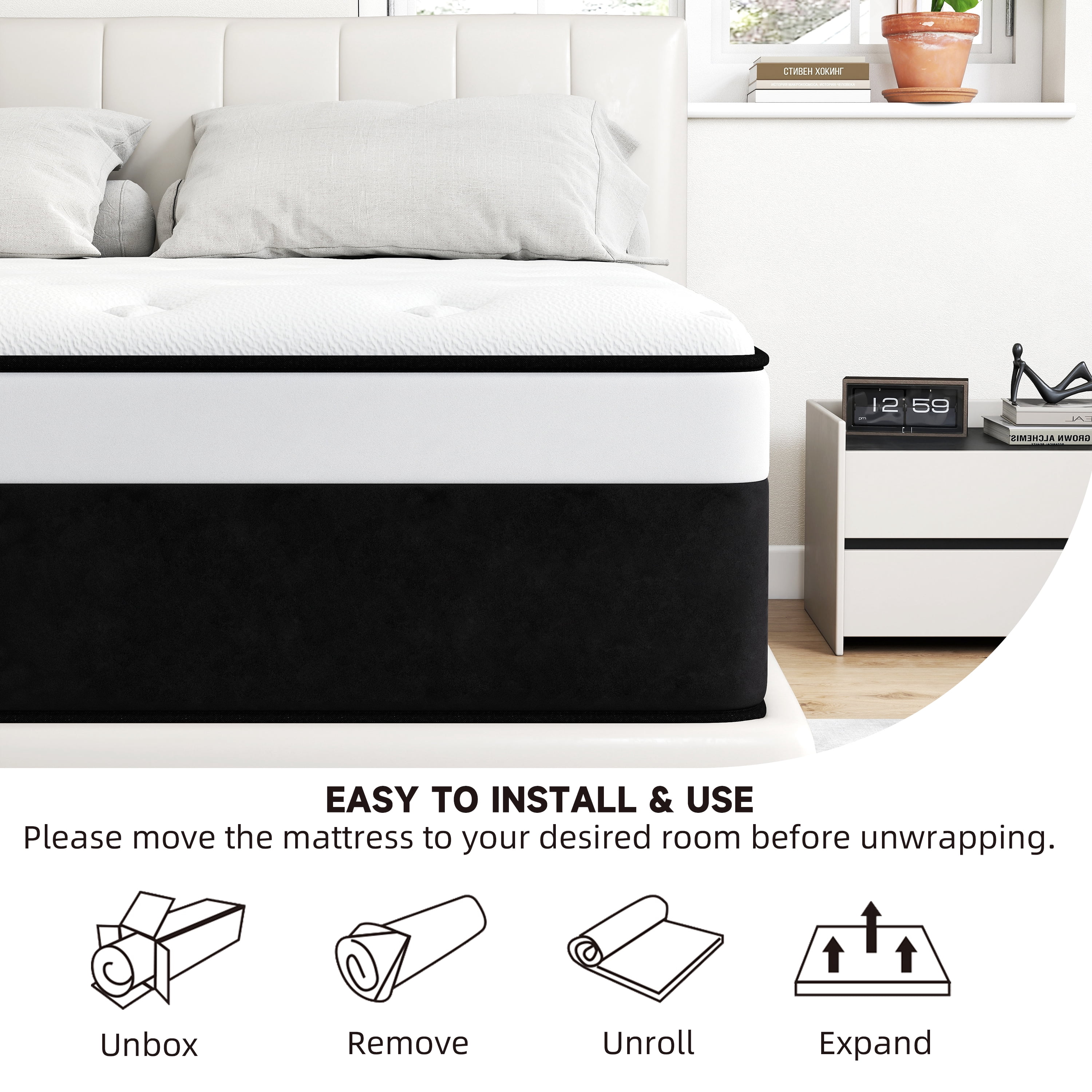 10" Twin Hybrid Mattress CertiPUR-US Certified Memory Foam Pocket Spring Mattress Medium Firm in a Box