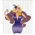 thumbnail image 3 of Pin up Girl Shower Curtain, Vintage 1930s Style Blonde Lady with Curly Hair in Costume Party Entertainment, Fabric Bathroom Set with Hooks, 69W X 70L Inches, Multicolor, by Ambesonne, 3 of 3