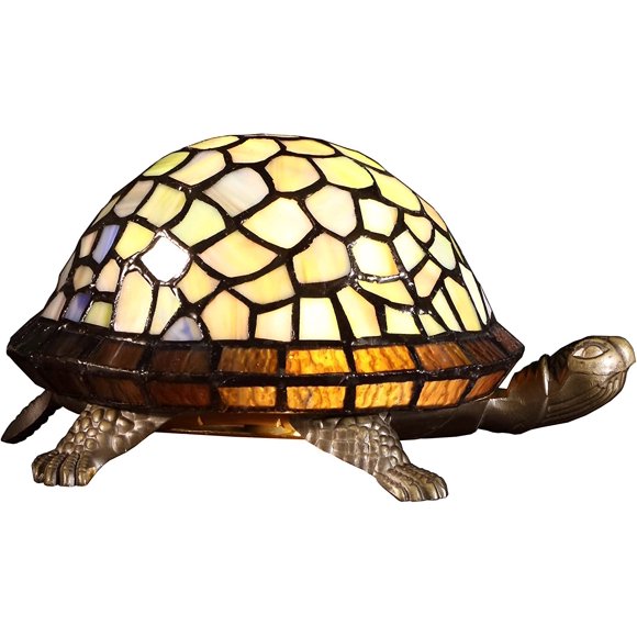 L10217 Tortoise Tiffany Style Stained Glass Accent Table Lamp Night Light for Bedside Liv