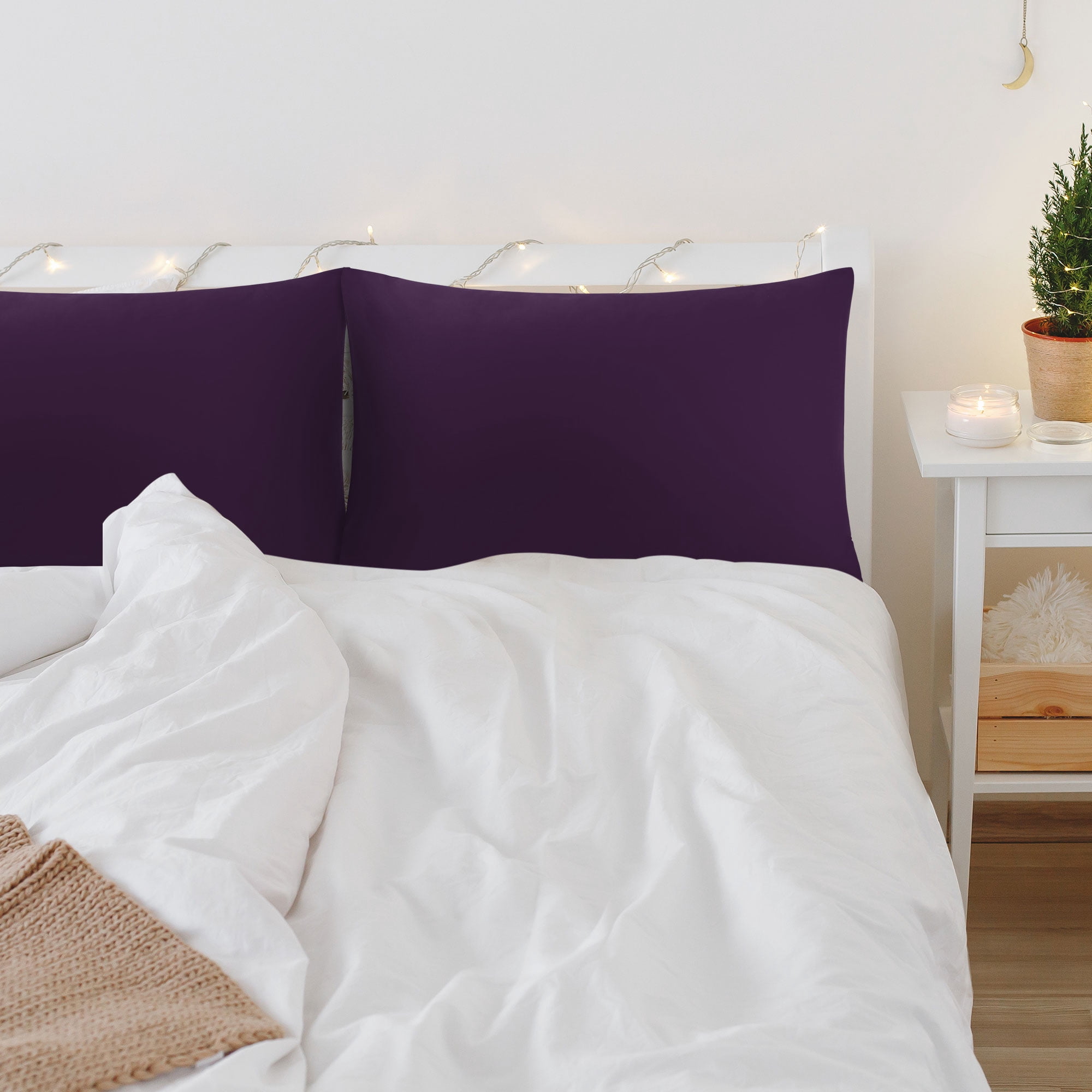 Unique Bargains 6 Piece Breathable Egyptian Cotton Pillow Case Cover Deep Purple King