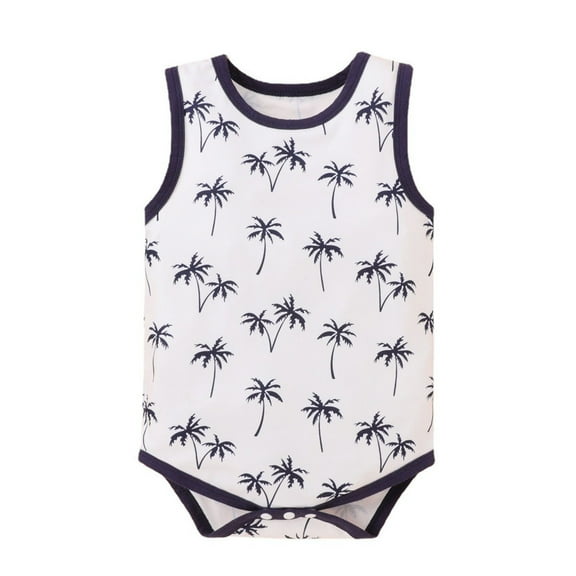 Mikilon Newborn Infant Baby Boys Girls Letter Cartoon Sleeveless Romper Clothes Infant Clothes for Baby Girl 6-9 Months Blue 2023 Deal