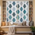 thumbnail image 2 of Bohemia Kitchen Curtains 63 Inch Length, Vintage Moroccan Geometric Pattern Blue Green Gray Tiers Curtains for Living Room Berdoom Bathroom, Light Filtering Drapes Window Treatment 2 Panels 42"Wx63"L, 2 of 8