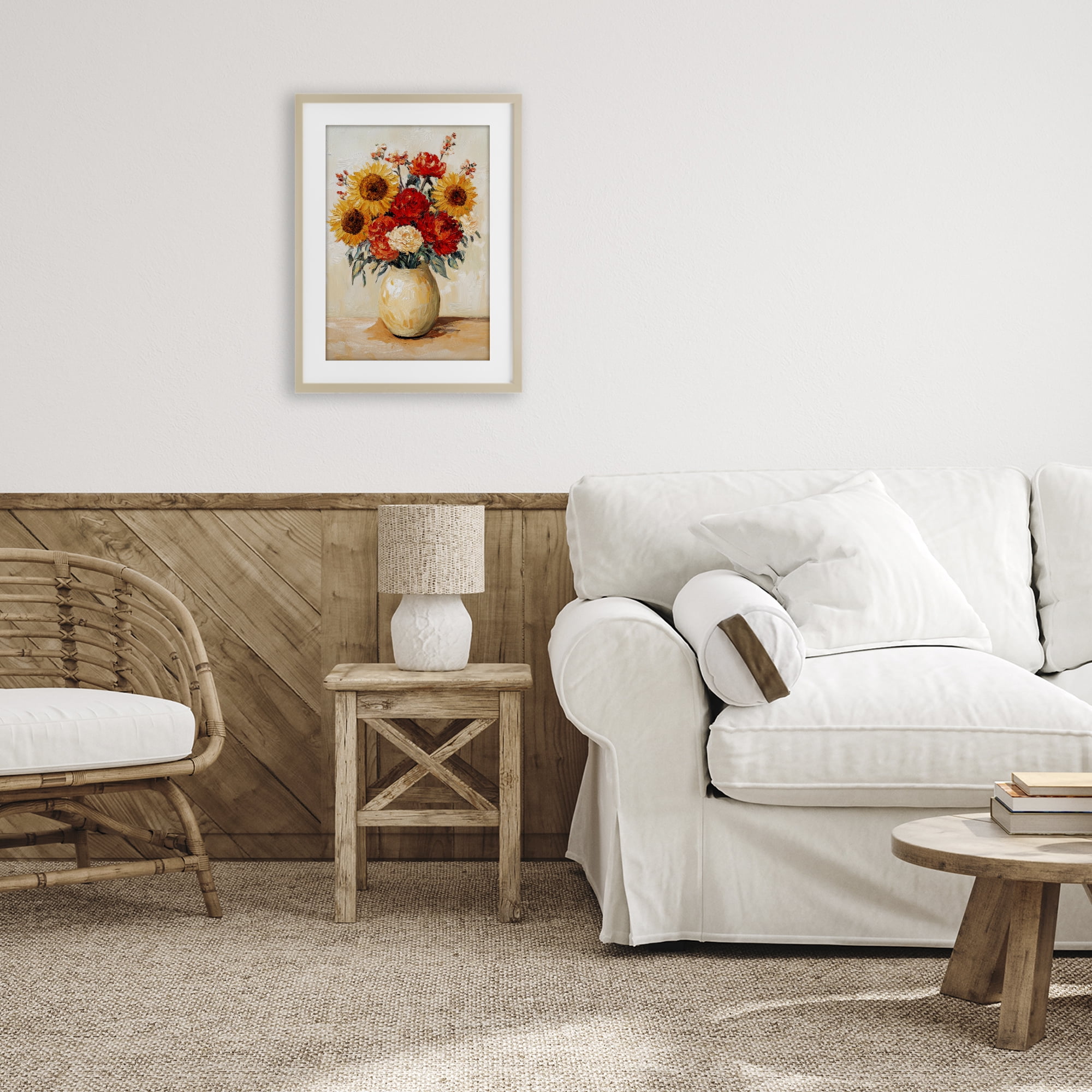 Charming Bouquet of Fall Birch Framed Print Under Glass, design by Petal Prints Design