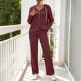 thumbnail image 2 of Cekizud Lounge Sets for Women Ribbed Knit Drawstring Hoodie Wide Leg Pants Casual Women 2 Piece Outfit, S-3XL, 2 of 5