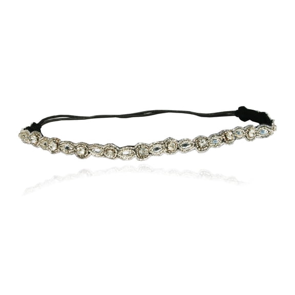 Wedding Headband Headpiece Silver with Diamond Rhinestone Adjustable Band to Fit Any Head. Bridesmaid headbands or Bride Headpiece