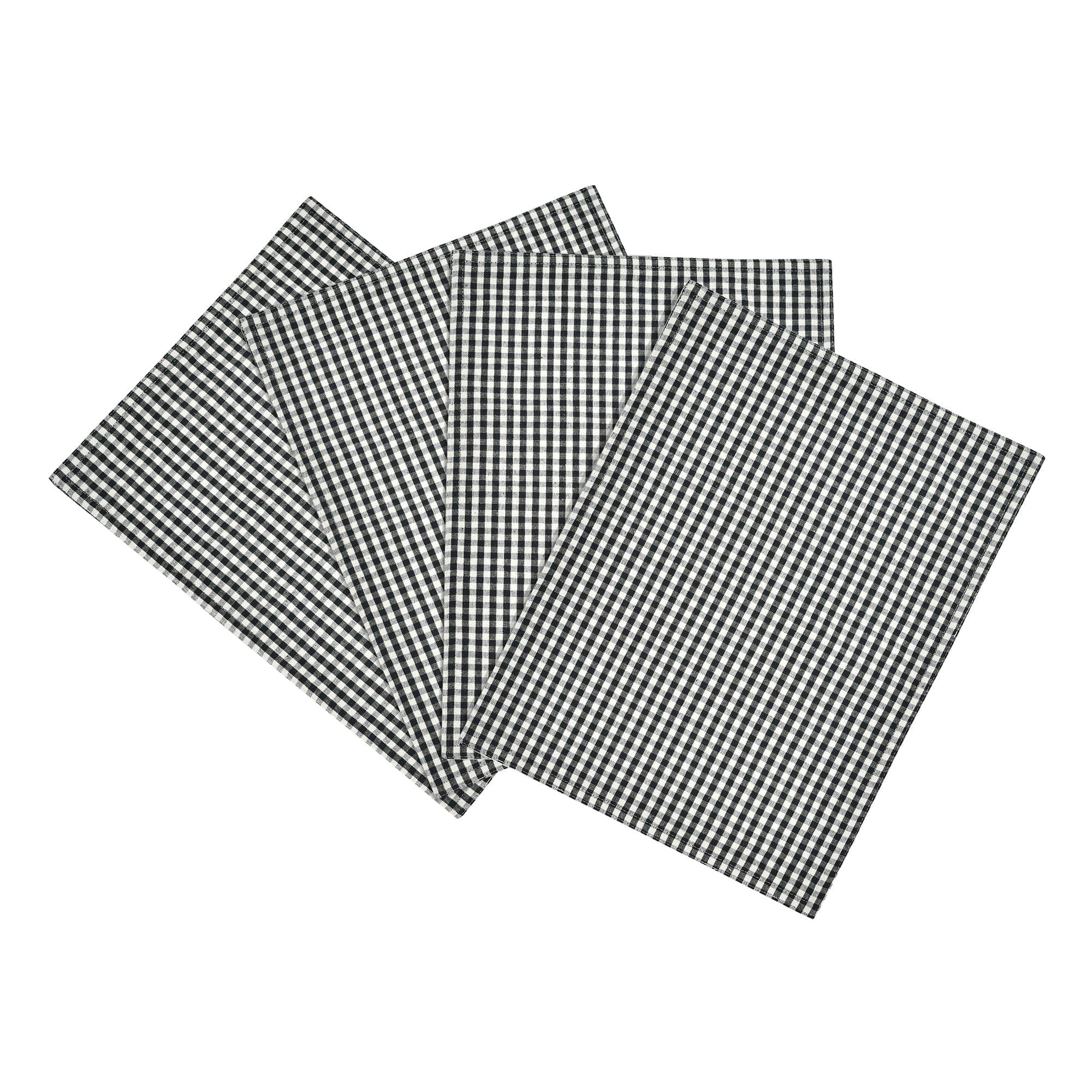 Lush Decor Gingham Check Yarn Dyed Placemat Off White and Black, 4-Pack 14" x 19"