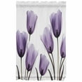 thumbnail image 5 of Elegant Tulip Door Curtains for Door Window, French Sidelight Front Back Door Curtains With Tieback, Purple White Botanical Long Tree Leaves Kitchen Rod Pocket Drapes Panel, 54"x40", 5 of 6