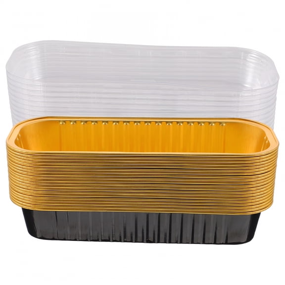 ACDANC 20Pcs Mini Loaf Pans with Lid - Aluminum Foil Baking Container (Black),6.5"X2.56"X1.18"