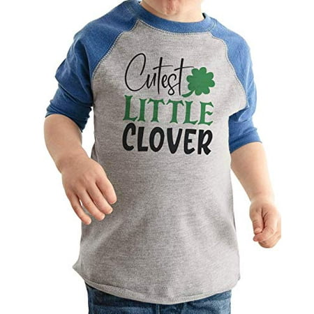 

7 ate 9 Apparel Kids Funny Cutest Little Clover St Patrick s Day Blue Baseball Tee