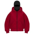 thumbnail image 6 of Bosanter Boys Balaclava Hoodie with Face Mask Kids Full Zip Up Ski Mask Jacket Wind Resistant Cardigan Outwear Tops, Red 12-13Y, 6 of 6