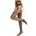 thumbnail image 4 of Ovbmpzd Garter Tight Women Fishnet Sheer Black Pantyhose Nude Seamless Suspender Leggings Tights for Women, 4 of 5