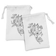 thumbnail image 1 of Moonflower Fabric Pouch Set of 2, Detailed Outline Style Morning Glory Flowers in Monochrome Design, Drawstring Bag for Toiletries Masks and Favors, 9" x 6", Charcoal Grey and White, by Ambesonne, 1 of 2