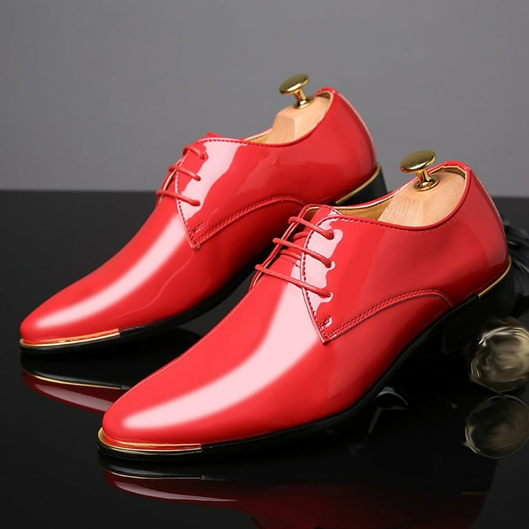 LBECLEY Classical Mens Casual Business Leather Pointed Shoes Wide Mens Dress Shoes Red Size 42 Walmart