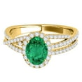thumbnail image 2 of Mauli Jewels Rings for Women 1.15 Carat Diamond And Oval Shape Emerald Ring 4-prong 10k Yellow Gold, 2 of 7