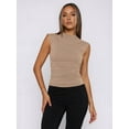 thumbnail image 5 of Women'S Going Out Basic Tank Tops Mock Neck Spring Clothes Sleeveless Cute Shirts Summer Y2K Outfits Khaki XXL, 5 of 6