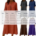 thumbnail image 3 of Atogsazn Women's Summer Linen Midi Dress Loose Button Short Sleeve Crew Neck Sundress Flowy Casual Dresses Brown S Fashion, 3 of 7