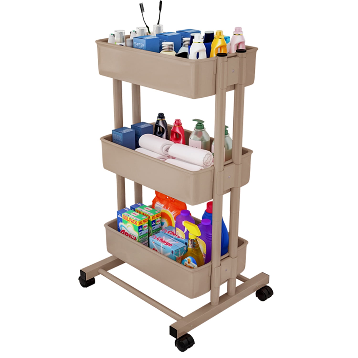 Mewmewcat 3 Tier Rolling Storage Utility Cart on Wheels Moveable