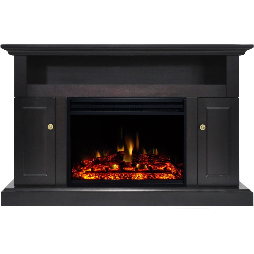 Cambridge Sorrento Electric Fireplace Heater with 47In. Black TV Stand, Enhanced Log Display
