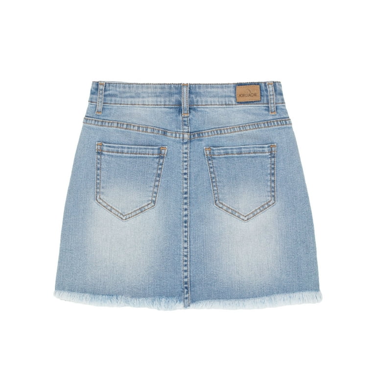 Jordache Girls Frayed Hem Denim Skirt, Sizes XS-XXL Jordache Girls Frayed Hem Denim Skirt, Sizes XS-XXL