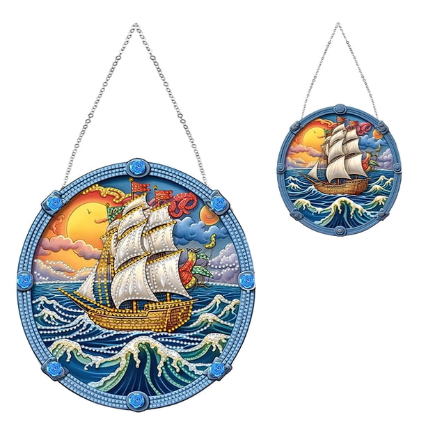 Kit de Arte con Diamantes Cgtredaw Forma Especial Barco Vela para Ventanas Jardín