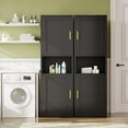 thumbnail image 5 of 67"H Metal Tall Narrow Bathroom Storage Cabinet, Freestanding Floor Cabinet with 2 Doors and Adjustable Shelves, Pantry storage Cabinet for Bathroom, Living Room, Entryway and Kitchen (Black), 5 of 6