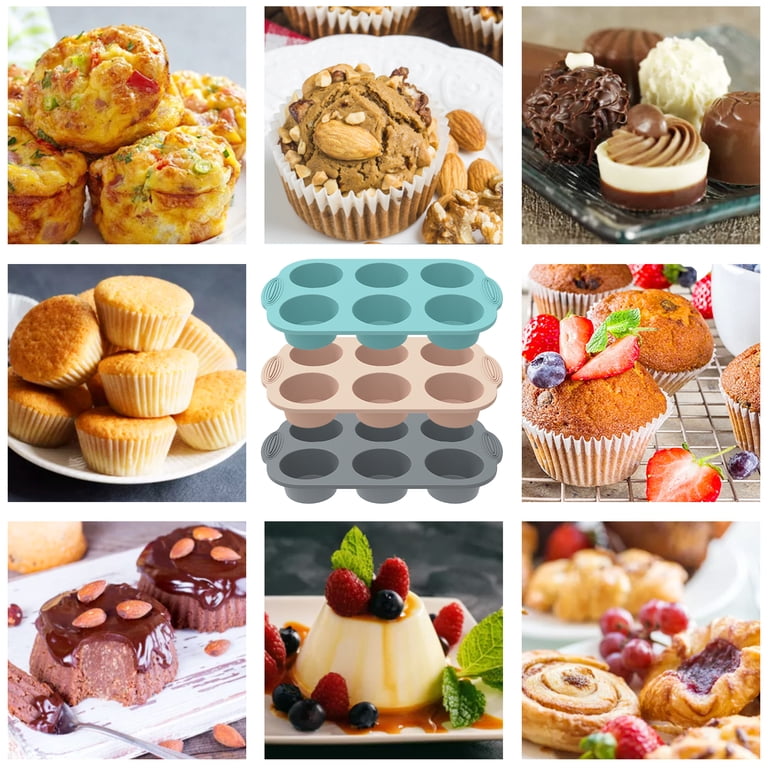 Jetcloudlive 3-Piece Silicone Muffin Pan Set, 6-Cup photo 4