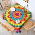 thumbnail image 2 of Colorful Tie Dye Mandala Pattern Square Tablecloth,Waterproof Square Table Cover,Wipeable Spillproof Washable Table Cover for Home Kitchen Party Decor 60"x60"(152x152cm), 2 of 6