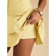 thumbnail image 3 of Yellow Women's Solid Color Deep V-Neck Ruffle Hem Sleeveless Dress,, 3 of 6