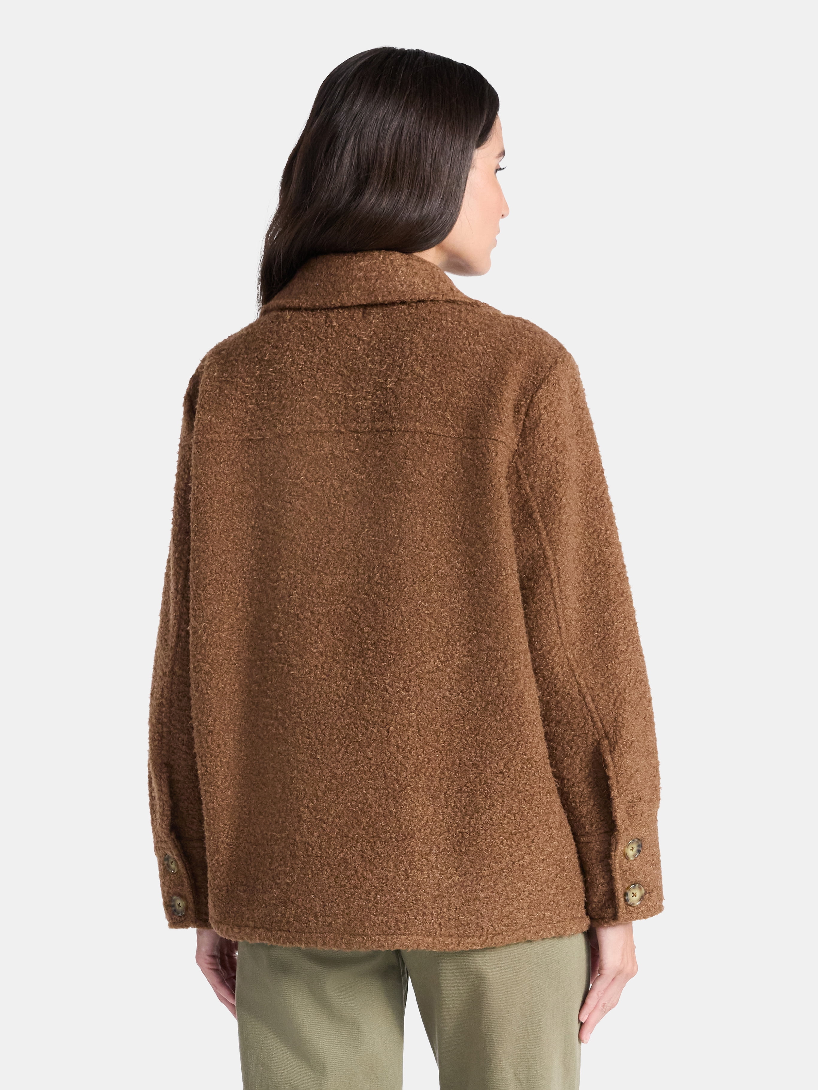 Time and Tru Women's Boucle Utility Shacket, Midweight, Sizes XS-XXXL